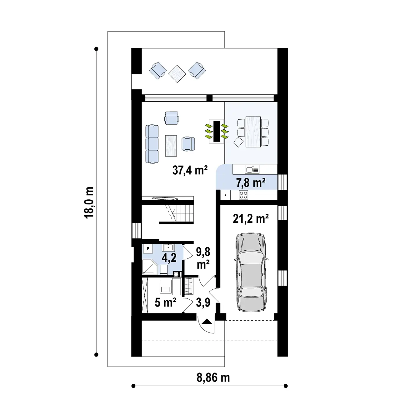 Houtskeletbouw prefab woning Skane 2 begane grond