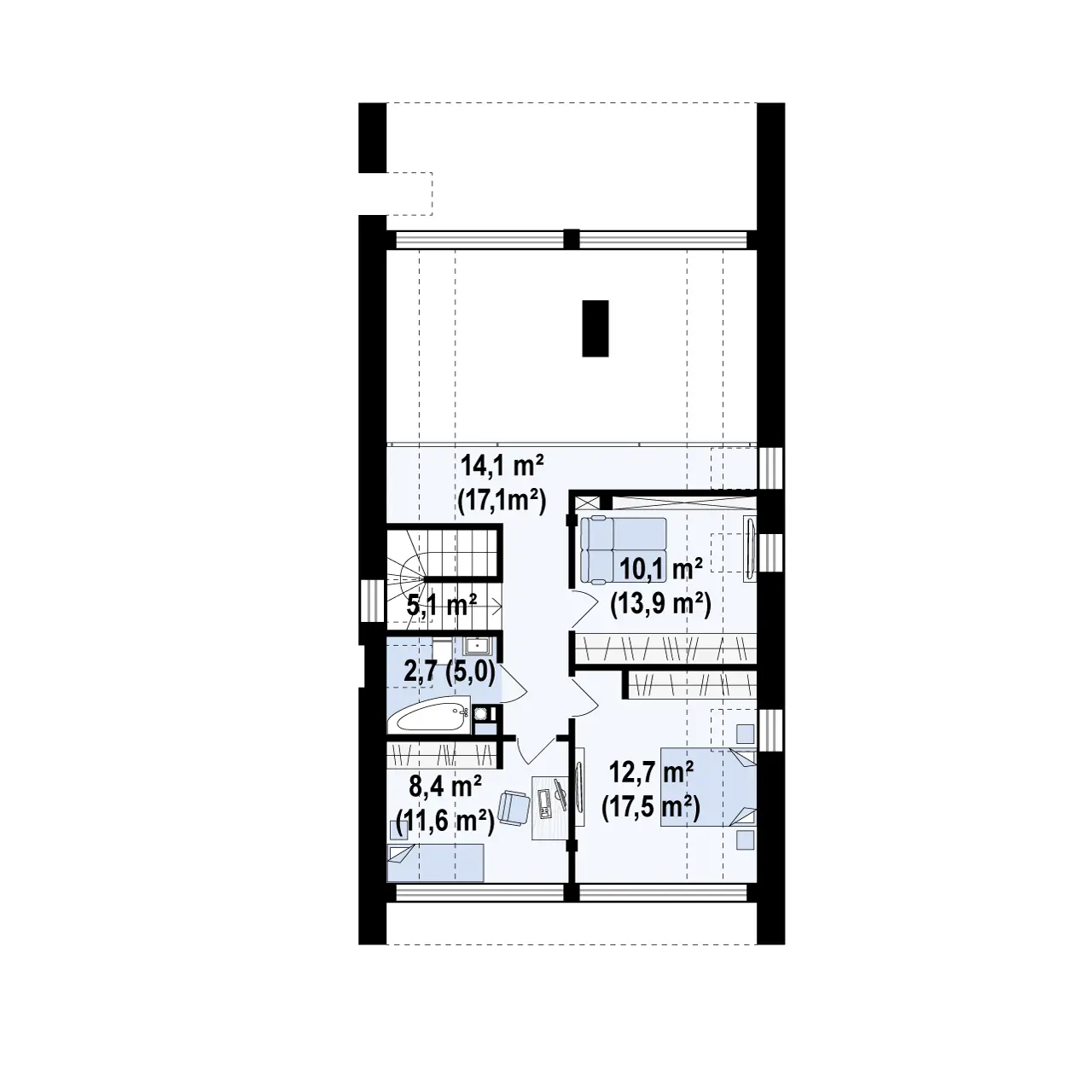Houtskeletbouw prefab woning Skane 2 eerste verdieping
