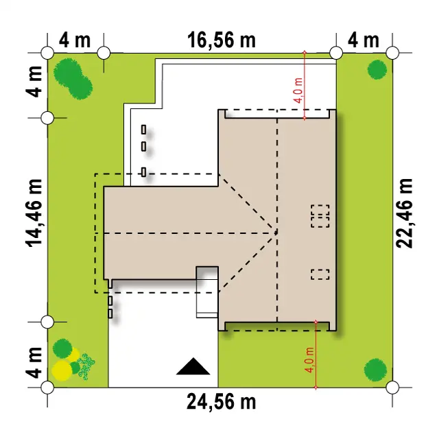 Houtskeletbouw prefab woning Skane 3 bovenaanzicht