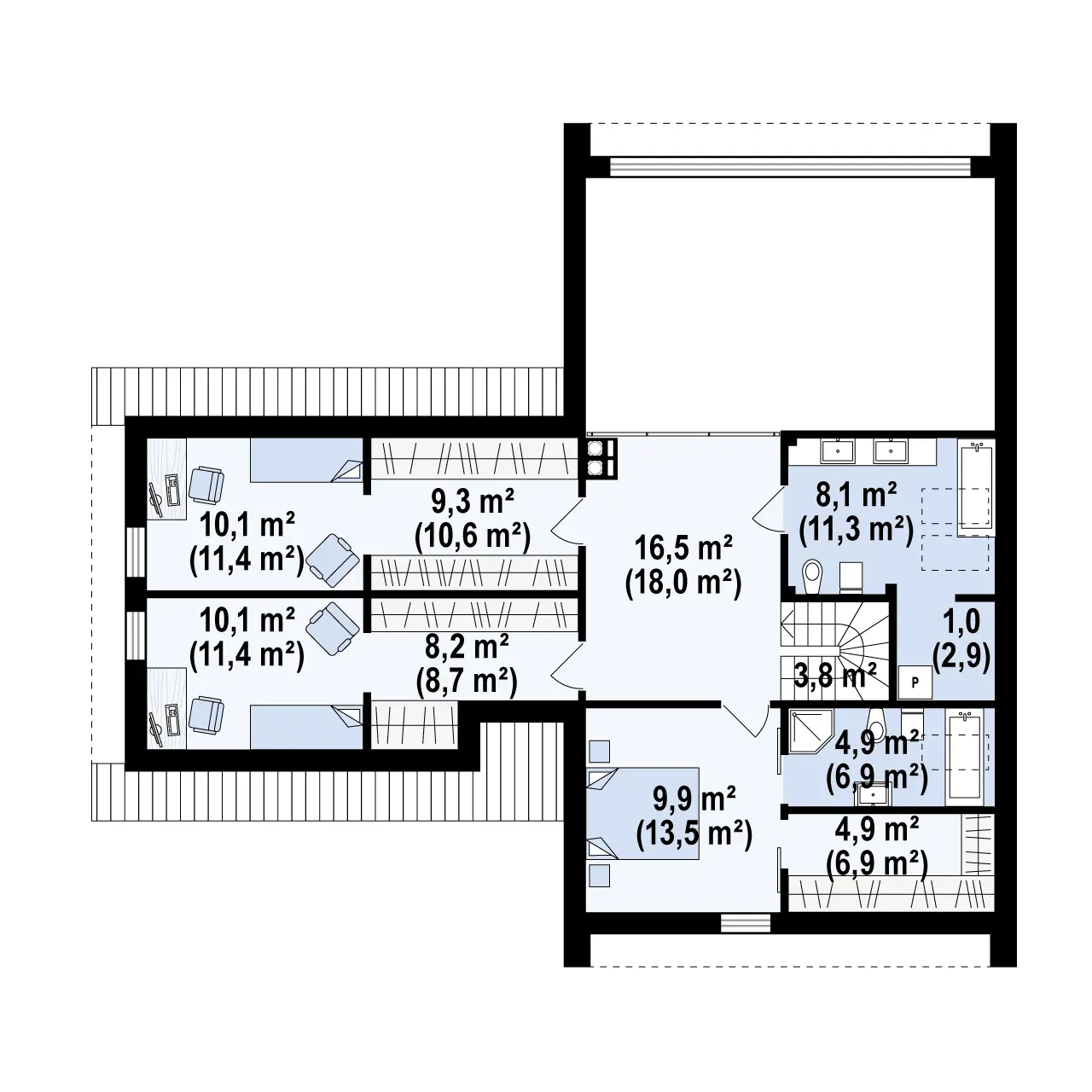 Houtskeletbouw prefab woning Skane 3 eerste verdieping